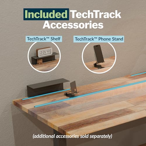 Vari ComfortEdge 60x30 Adjustable Electric Standing Desk with TechTrack - Sit Stand VariDesk with Memory Presets, Included Phone Stand & Shelf, 200 LB Capacity, Tool-Free Assembly (Reclaimed Wood)
