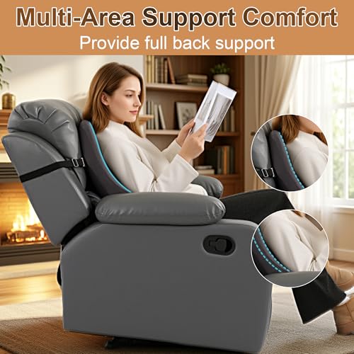 HOMBYS Extra Long Lumbar Support Pillow for Recliner Chair, 50D Molded Memory Foam Back Support Cushion with Full Back Support, Ergonomic Design & Breathable Cover (Grey)