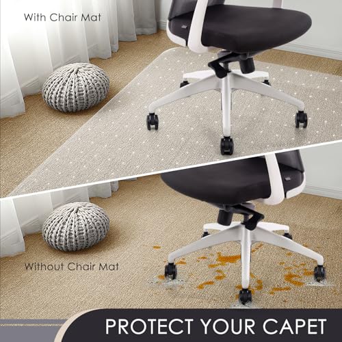 Kuyal Office Chair Mat for Carpet, 32‘’x48‘’ Clear Heavy Duty Computer Chair Mat, Under Desk Protector Carpeted Floors Mat, Easy Chair Movement,Ship Flat
