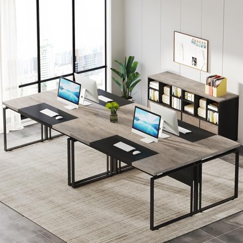 Tribesigns 63" Computer Desk Home Office Desk Writing Table for Workstation, Modern Executive Desk with Sturdy Legs (Only Table) (Gray & Black)