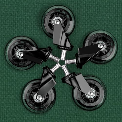COMHOMA 5PCS Office Chair Wheels, Upgraded Heavy Duty Caster Wheel for Gaming Chairs, 4.5 Inch Smooth & Silence Rubber Wheels Fits Most Chair Replacement, Safe Casters for All Floor Carpet