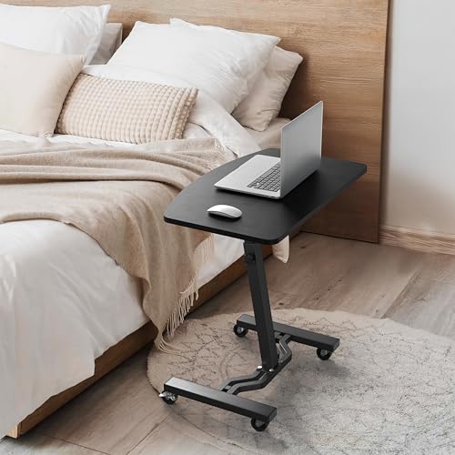 SHW Mobile Height Adjustable Laptop Rolling Cart with Height Adjustment from 28" to 33", Black