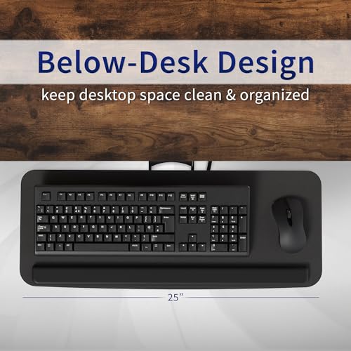 VIVO Adjustable Computer Keyboard & Mouse Platform Tray Ergonomic Under Table Desk Mount Drawer Underdesk Shelf (MOUNT-KB03B)