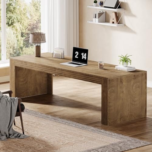 Tribesigns 79-Inch Extra Long Desk, Two Person Double Desk for Home Office, Wooden Long Computer Desk Writing Table for Office, Natural Oak