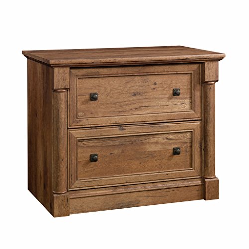 Sauder Palladia 2 Drawer File Cabinet, Lateral Filing Cabinets for Home Office, Hanging File Folders Organizer, Interlocking Drawers, in Vintage Oak Finish