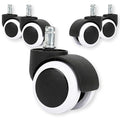 2" Universal Computer Office Chair Wheels Heavy Duty Rubber Gaming Chair Casters White No Noise Polyurethane Wheel Replacement Standard Size Set of 5