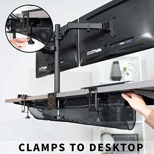 VIVO No Drill Clamp-on 36 inch Mesh Net Under Desk Cable Management Wire Organizer, Adjustable Home Office Standing Desk Cord Storage Sleeve, Black, DESK-AC36MH