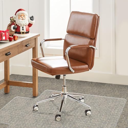 Office Chair Mat Carpet Protector: 36" x 48" Plastic Heavy Duty Computer Desk Mats with Lip for Low Flat and No Pile Carpeted Floor - Clear Rug Pad for Rolling Chairs Work Home Gaming Convex Shape
