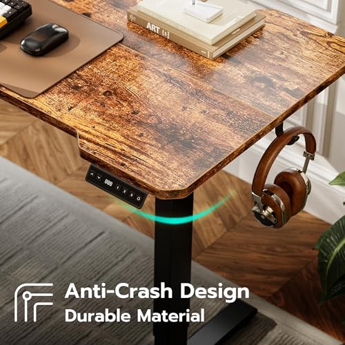 Acrolix L Shaped Electric Standing Desk - 59x40 Inch Reversible Corner Sit Stand Desk with Hook&Cup Holder,Electric Height Adjustable Table,for Home Office Gaming Computer Desk, Rustic Brown