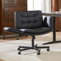 amseatec Criss Cross Office Chair, PU Leather Vanity Chair with 5-Level Adjustable Armrests & Swivel, Ergonomic Criss Cross Chair for Home Office Bedroom Makeup（Black）
