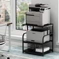 Fannova Printer Stand, 23.6 x18.9 x 30 Inches Large Printer Table with Adjustable Storage Shelf, 3 Tier Rolling Printer Cart with Wheels for Home Office, Stand for Heat Press Mini Fridge, Black