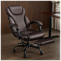 amseatec Big and Tall Office Chair with Footrest, Ergonomic Leather High Back Computer Chair Infinite Lock Reclining 90°-135°,20 Spring Packs,300lbs Executive Desk Chair for Home Office（Brown）