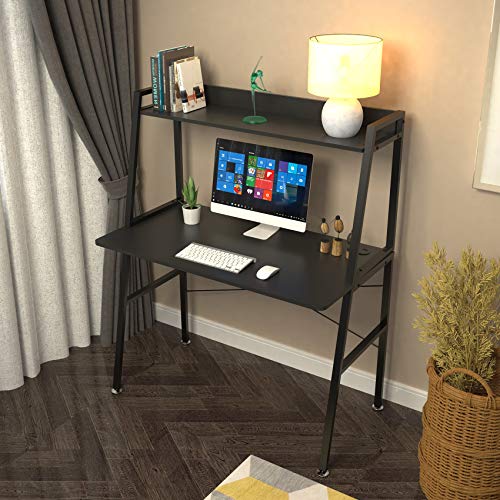 EUREKA ERGONOMIC 43 Inch Ladder Bookcase with Desk Industrial Ladder Desk, Ladder Desk with Shelves,2-Tier Home Office PC Ladder Table with Bookshelf Modern Workstation, Metal Frame