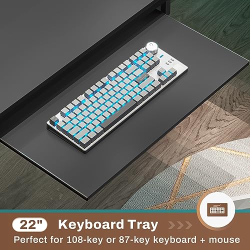 SEDETA L Shaped Gaming Desk, Reversible Computer Desk, Gaming Desk with Power Outlets & LED Strip, Monitor Shelf, Keyboard Tray, Pegboard and Storage Shelves for Home Office, Black