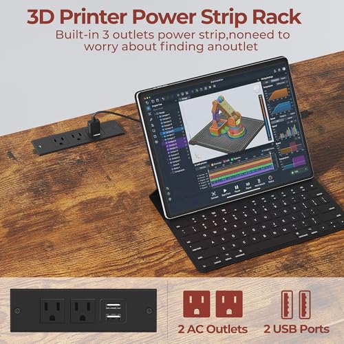 Anrigeail 3D Printer Stand with Filament Storage – Heavy Duty Metal 3D Printer Table with Drawer and Power Hub for Workshop, Studio, and Office