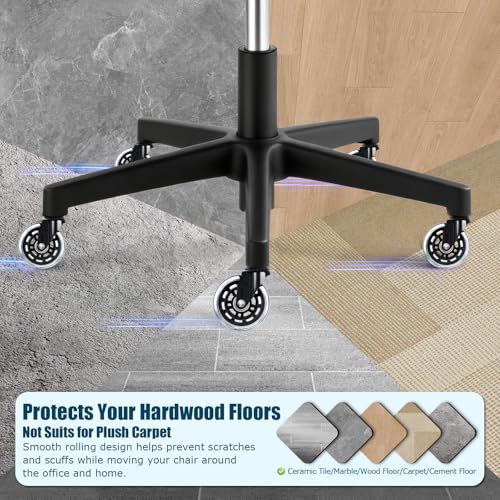 3 Inch Office Chair Wheels Set of 5, Heavy Duty PU Silent Chair Casters 880LBS Load Bearing, Universal 11mm Stem Replacement, Smooth Glide Floor Protecting for Home Office Gaming Desk Computer Chair