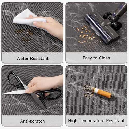 Vaukki Office Chair Mat for Hardwood, 36" x 48" Computer Chair Mat for Rolling Chairs, PVC Plastic Desk Office Floor Rug, Non Slip Heavy Duty Marble Desk Floor Protector for Office, Coffee