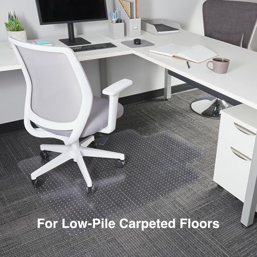Staples Office Chair Mat, Clear Floor Mats with Lip, Flat-Pile Carpets, Extended Under-Desk Coverage, 35.5" x 47.5 Inch, Smooth Glide