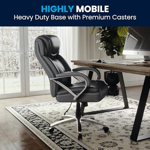 Flash Furniture HERCULES Series Big & Tall 500 lb. Rated Black LeatherSoft Executive Swivel Ergonomic Office Chair with Extra Wide Seat