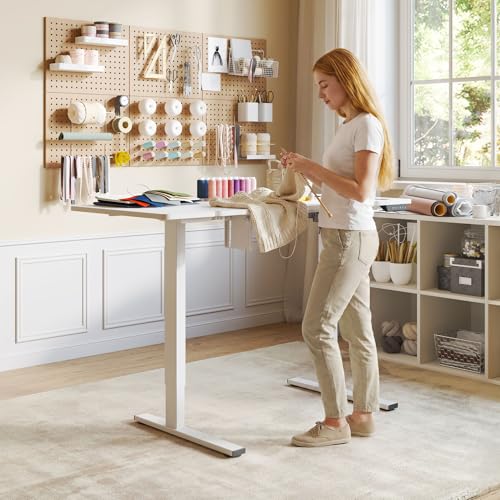 FLEXISPOT Adjustable Sewing Table with Flush Mount Sewing Machine Bed, Sewing Desk with Dual Adjustable Workspace, Electric Sewing Machine Table for Quilting, Crafting, Tailoring and Home Studio Use