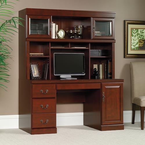Sauder Heritage Hill Engineered Wood Desk with Hutch in Classic Cherry Finish