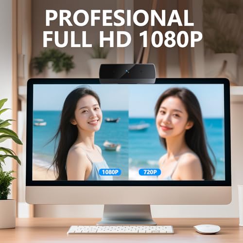 XOCLON HD 1080p Webcam with Microphone, USB Computer Web Camera, Streaming Camera, Noise Reduction, Auto Light Correction, Plug & Play for PC/Laptop, Works with Zoom, Skype, Teams