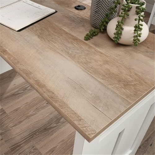 Sauder August Hill L-Shaped Home Office Desk in Soft White, Soft White Finish