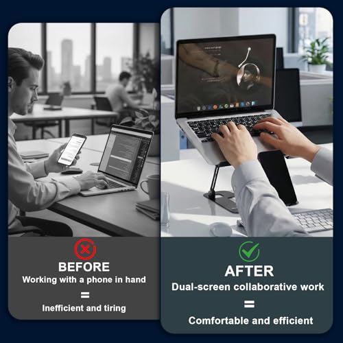 OOYCYOO Alloy Steel Laptop Stand, Ergonomic Computer Stand, Desktop Laptop Riser, Compatible with MacBook Air/Pro, Dell, HP, Lenovo and Other 10-18 Inches Laptops, Black