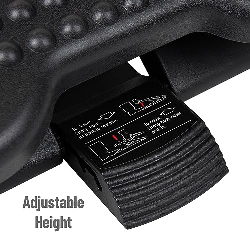 Mind Reader Foot Rest, Under Desk at Work, Ergonomic, Height Adjustable, Office, Plastic, 17"L x 13"W x 6.25"H, Black