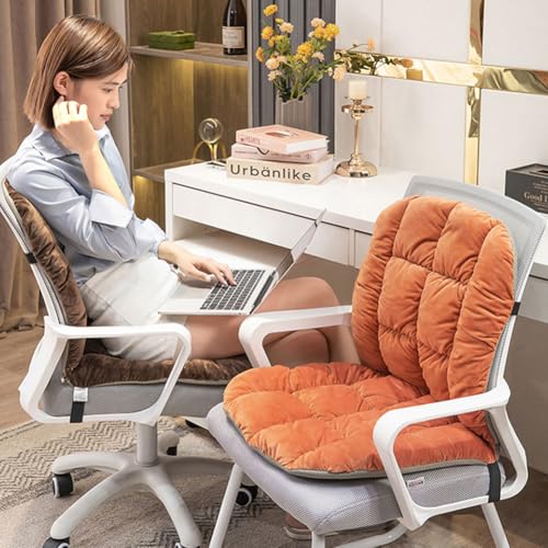GKWW Desk Chair Cushion Non-Slip Rocking Seat Cushion Office Chair Pad Dorm Seat Cushion with High Back Support Soft Seat Pad with Ties for Office Car Home Dining Room Kitchen