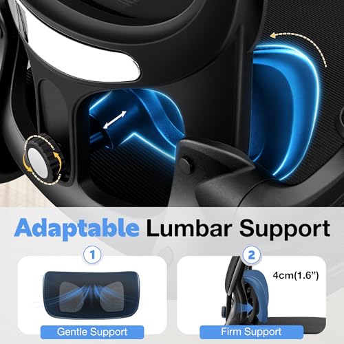ALLGOD Ergonomic Office Chair, Breathable Mesh Ergonomic Desk Chair with Adjustable Lumbar Support, Flip-up Armrests, Computer Chairs Comfortable for Home, Office, Work, 300lbs, Black, Upgrade