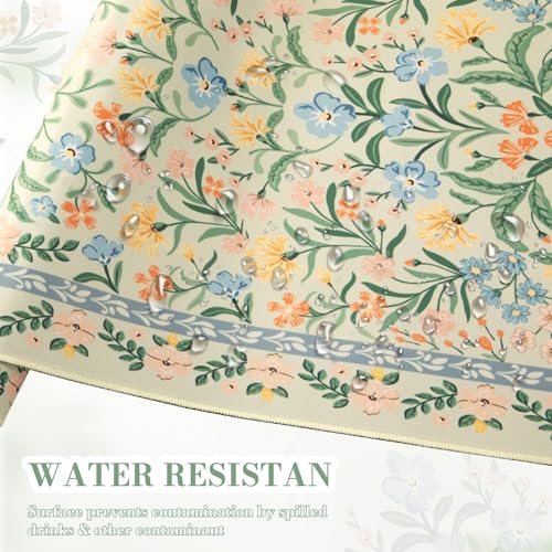 iCasso Desk Matt for Desktop, Desk Pad Mat, Green Floral Computer Mat for Keyboard and Mouse, XXL Large Mouse Pad, Anti-Slip Big Mousepad with Stitched Edges (Green)