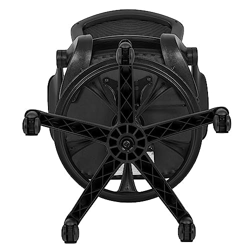 Flash Furniture Kale Mid-Back Swivel Office Chair with Adjustable Foot Ring, Lumbar Support, and Seat Height, Ergonomic Mesh Executive Chair, Black