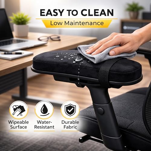 AXIONTEK Office Chair Arm Pads 2-Pack – Soft Grey PP Cotton Cushions for Elbow Support – Universal Fit, Comfortable, Non-Slip Covers for Office, Gaming & Home Chairs