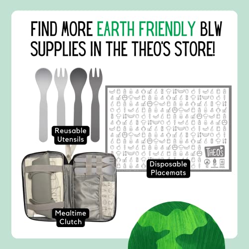 30 Pack | Disposable Splat Mats | Biodegradable + Compostable | THEO'S MATS | Under Highchair Splat Mat for Floor | Baby Led Weaning Supplies | (THEO001)