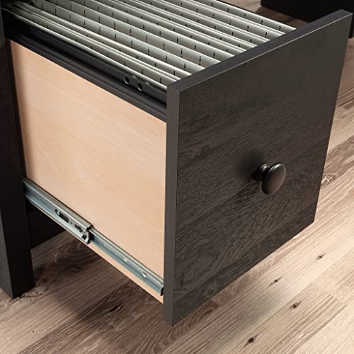 Sauder Cannery Bridge L-Shaped Office Desk with Storage Drawer and Self, in Raven Oak