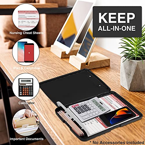 Sooez Clipboard with Storage, Clip Board 8.5 x 11 with Pen Holder, Plastic Organization Case Box for Letter Legal A4 Size Paper, Low Profile Clip, Nurses Teachers Must Haves, School & Office Supplies