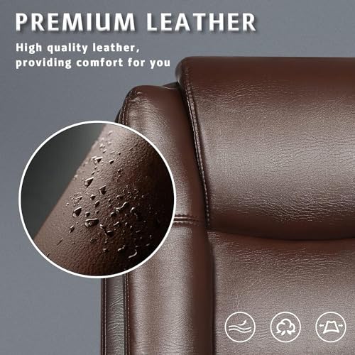 LEMBERI Home Office Executive Desk Chair, High Back PU Leather Chair, Height Adjustable Swivel Computer Chair with Padded Armrest, Brown
