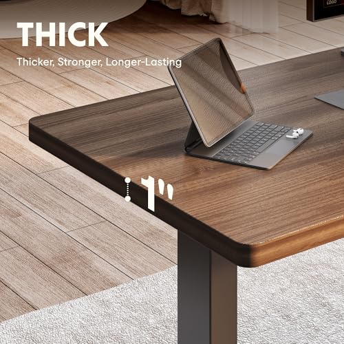 FLEXISPOT 71" L Shaped Standing Desk with Storage & CPU Holder, Dual Motor Height Adjustable Executive Desk, 222 LBS Capacity, 1" Thick Desktop for Home Office, Black Walnut, 3 Packages