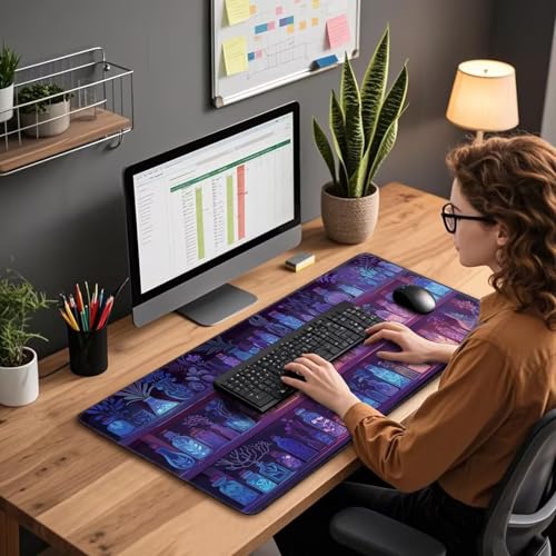 Mcapirivo Mystical Potion Bottles Gaming Mouse Pad 31.5"x15.7"｜XXL Desk Mat, Non-Slip Rubber Base & Stitched Edges - Extended Waterproof Mousepad for PC/Laptop/Office/Home Decor