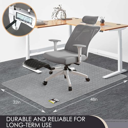 Kuyal Office Chair Mat for Carpet, 32‘’x48‘’ Clear Heavy Duty Computer Chair Mat, Under Desk Protector Carpeted Floors Mat, Easy Chair Movement,Ship Flat