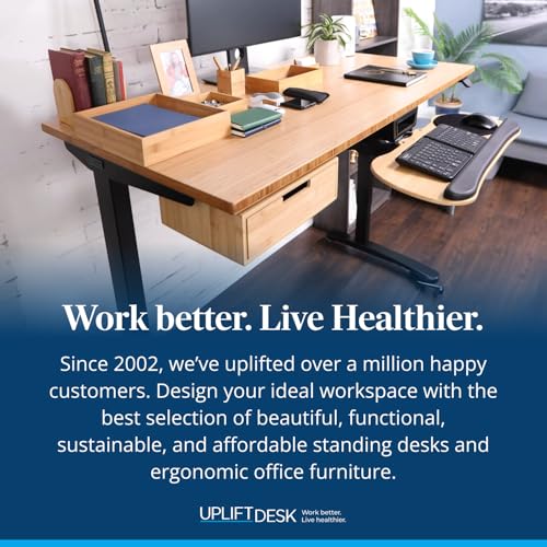UPLIFT DESK Bamboo Under Desk Drawer – Desktop Storage with 17 lb Capacity and Safety Stop Slide, Undermount Drawer and Standing Desk Accessories for Home Office (Bamboo)