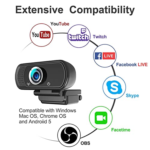 Hrayzan 1080p Webcam with Microphone, USB PC Camera 110-Degree Wide Angle Webcam with Tripod/Privacy Cover,Plug and Play Web Camera for Desktop Computer Laptop mac Video Conferencing Streaming
