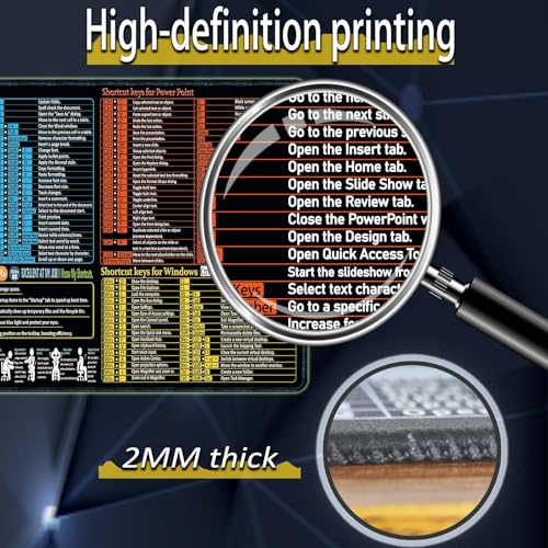 Raryine Excel/Word/Power Point/Windows Mouse pad,Non-Slip&Waterproof Large Gaming Office pc Desk mat,Over 200 Keyboard Shortcuts Mousepad(27.6L x 11.8W inches)