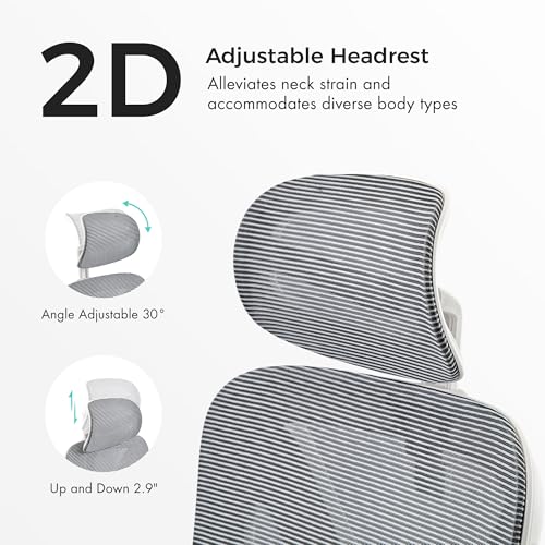 EUREKA ERGONOMIC Exis Ergonomic Chair, Office Chairs with Adjustable Lumbar Support & Multi-Position Backrest, Gaming Chair with High-Resiliency Seat for Long Hours, 360° Rotatable Armrests, White