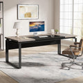 Tribesigns 63" Computer Desk Home Office Desk Writing Table for Workstation, Modern Executive Desk with Sturdy Legs (Only Table) (Gray & Black)