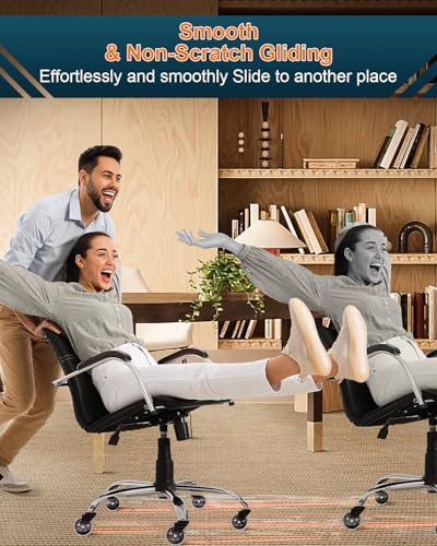 RidRed Office Chair Wheels - Replacement Rubber Wheels - Universal Fit 3 Inch Casters, Heavy-Duty Chair Casters, Noise Free, Fits 98% Chair, for All Floor (5)