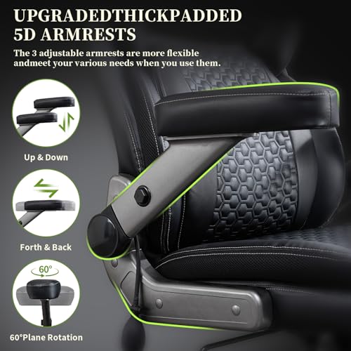 700lbs Big and Tall Office Chair for Heavy People with 5D Flip Armrests Heavy Duty Executive Chair with Adjustable Lumbar Support, Metal Base, Rubber Caster Wheels, Wide Seat for Sitting All Day