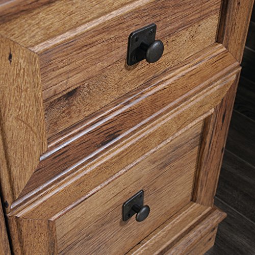 Sauder Palladia L Shaped Desk with Drawers, Office Desk with File Cabinet Storage, Cable Management, Keyboard Tray, in Vintage Oak Finish