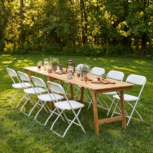 DUMOS Folding Chairs Sets of 20, 330lbs Capacity Plastic Stackable Home Office Chair, Portable Fold Up for Indoor Outdoor, Patio, Camping, Garden, Party, White